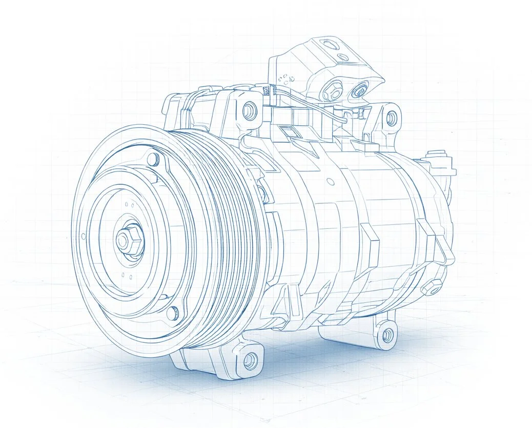 Boceto técnico de compresor Taiko
